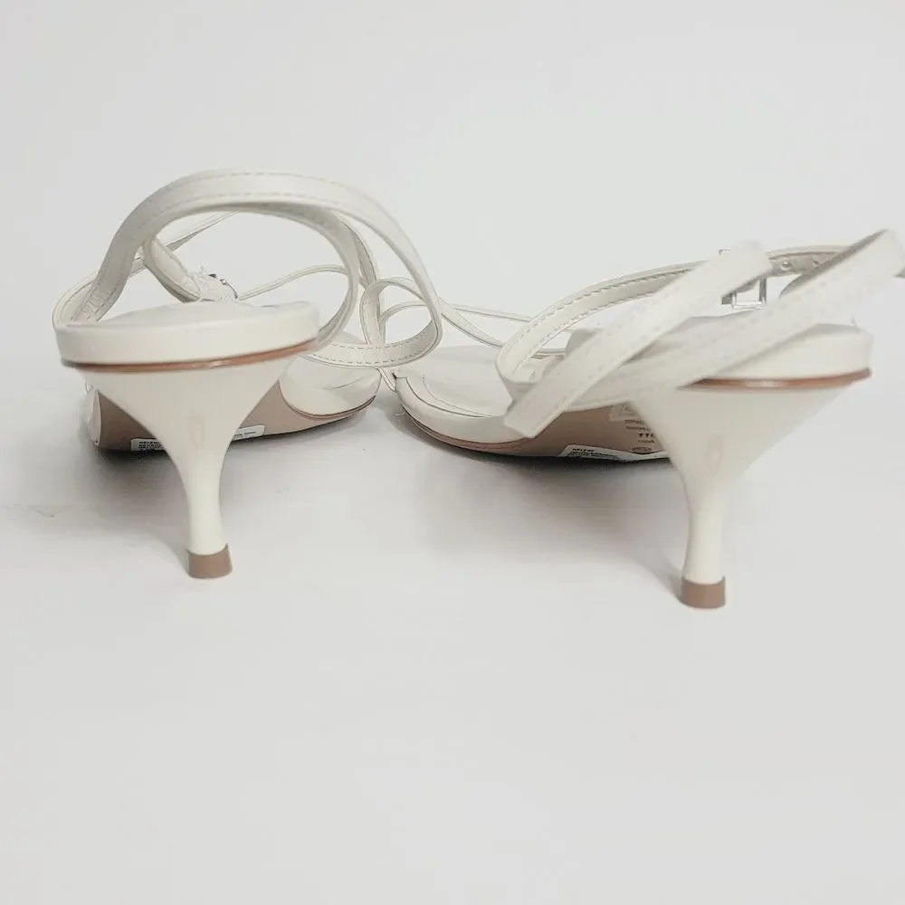 NEW Schutz Helene Kitten Heel Strappy Gladiayor Sandal in Pearl White SIZE 11
